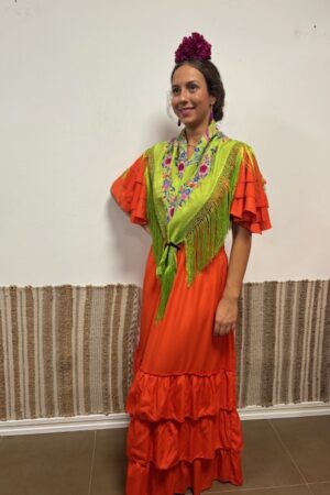 Vestido de 3 Volantes Color NARANJA(largo 140 cm.) AHORA 20€