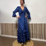 MOD. 5 VOLANTES AZUL MARINO DE LUNARES CON ENCAJE DE BOLILLO - Imagen 4