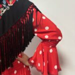 MOD. 5 VOLANTES ROJO DE LUNARES CON ENCAJE DE BOLILLO - Imagen 3