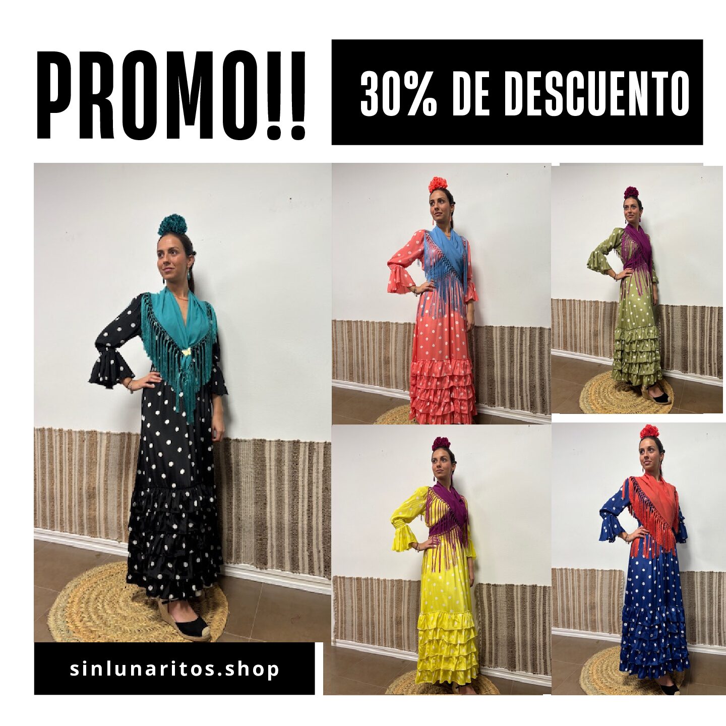 2. PROMOCION!!!!! MOD. 5 VOLANTES BASICO CON LUNARES ¡¡¡AHORA 35€!!!, (16 COLORES)