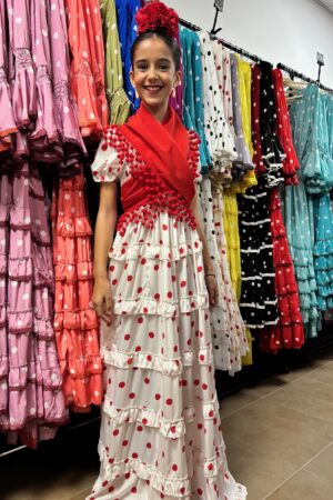 MOD. MARIA NIÑA BLANCO LUNAR ROJO